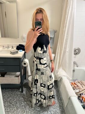 Black & White Geometric Maxi Dress - Women